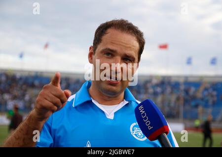 Sankt Petersburg, Russland. 08.. Juli 2022. Roman Shirokov (No.15) von Zenit während des Wettkampfs der Legenden zwischen Zenit Sankt Petersburg und Spartak Moskau im Petrovsky Stadium. Endergebnis: Zenit 2:0 Spartak. Kredit: SOPA Images Limited/Alamy Live Nachrichten Stockfoto