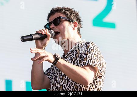 Madrid, Spanien. 08.. Juli 2022. Jamie Cullum spielt auf der Bühne beim MadCool Festival in Madrid. (Foto von Valeria Magri/SOPA Images/Sipa USA) Quelle: SIPA USA/Alamy Live News Stockfoto