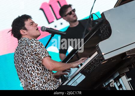 Madrid, Spanien. 08.. Juli 2022. Jamie Cullum spielt auf der Bühne beim MadCool Festival in Madrid. (Foto von Valeria Magri/SOPA Images/Sipa USA) Quelle: SIPA USA/Alamy Live News Stockfoto