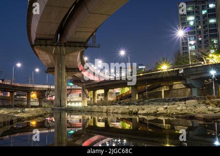 Cheonggyecheon Stream Night View, Jongno-gu, Seoul, Korea Stockfoto