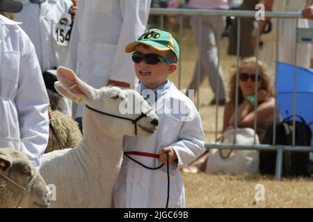 Lawford, Großbritannien. 09.. Juli 2022. Die Tendring Hundred Show ist die wichtigste Landwirtschaftsmesse in Essex. Viele junge Viehzüchter nahmen an der Show Teil. Kredit: Eastern Views/Alamy Live Nachrichten Stockfoto