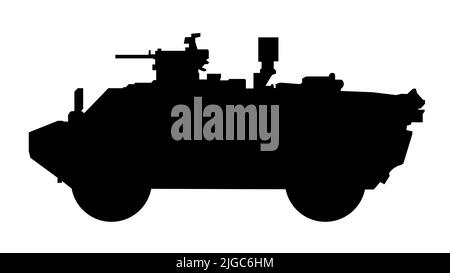 Combat Fighting Fahrzeug Silhouette. LGS Fennek 2000 Deutschland. Schwarz militärische Schlacht Maschine Vektor-Symbol auf weißem Hintergrund, moderne Armee Transport. Stock Vektor