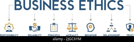 Business Ethics Banner Web Icon Vektor Illustration Konzept für Web und Print mit einer Ikone der Verantwortung, Zuverlässigkeit, Prinzip, Moral Stock Vektor