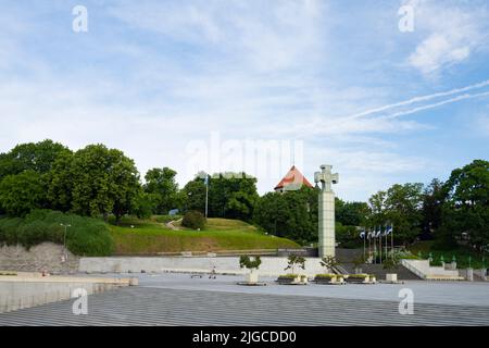 Tallinn, Estland. Juli 2022. Tallinn, Estland. Juli 2022. Blick auf die Siegessäule der Unabhängigkeit Estlands im Stadtzentrum Stockfoto