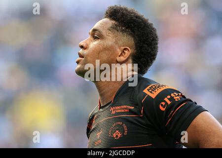 Derrell Olpherts #2 von Castleford Tigers während des Spiels Stockfoto