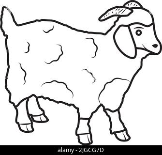 Angora Ziege, Nutztier. Vektorgrafik für und drucken Stock Vektor