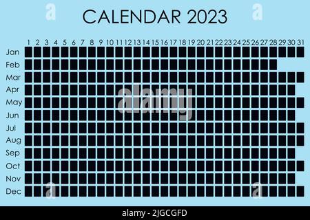 2023 Kalenderplaner. Corporate Design Week. Isoliert auf farbigem Hintergrund. Mondkalender. Platz für Aufkleber Stock Vektor