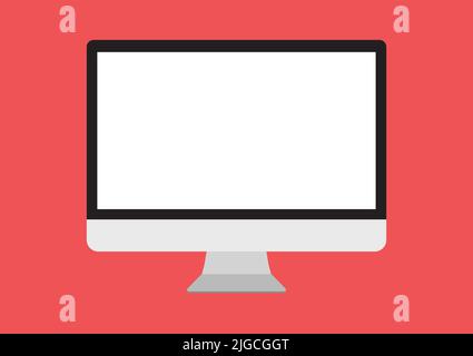 Flacher Desktop-Monitor isolierter PC-Computer Illustration Technologie Gadget-Display-Bildschirm Stock Vektor