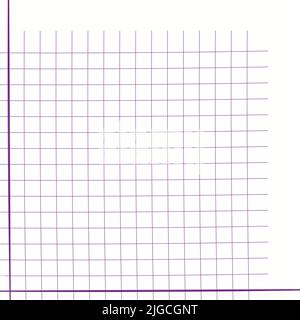 Rasterpapier. Mathematisches Diagramm. Kartesisches Koordinatensystem mit x-Achse, y-Achse. Quadratischer Hintergrund mit farbigen Linien. Geometrisches Muster für die Schule Stock Vektor