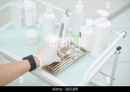 Nahaufnahme des Werkzeugsatz für die Gesichtsreinigung Stockfoto