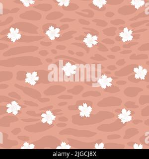 Abstraktes, modernes Leopardenmuster mit Blumen. Tiere trendy Hintergrund. Florale Vektor Stock Illustration für Druck, Karte, Postkarte, Stoff Stock Vektor