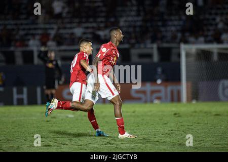 Braganca Paulista, Brasilien. 09.. Juli 2022. SP - Braganca Paulista - 07/09/2022 - BRASILIANISCHER A 2022, BRAGANTINO X AVAI - Luan Candido-Spieler von Bragantino feiert sein Tor bei einem Spiel gegen avai im Nabi Abi Chedid-Stadion für die brasilianische Meisterschaft A 2022. Foto: Diogo Reis/AGIF/Sipa USA Quelle: SIPA USA/Alamy Live News Stockfoto