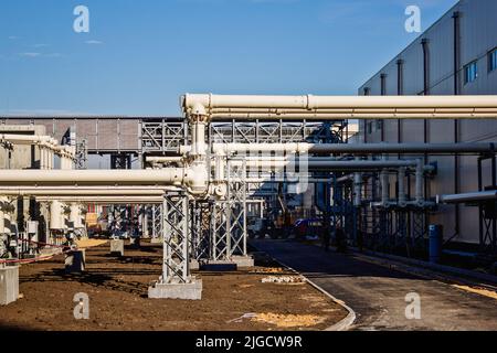 Baustelle der Fabrik oder des Kraftwerks Stockfoto