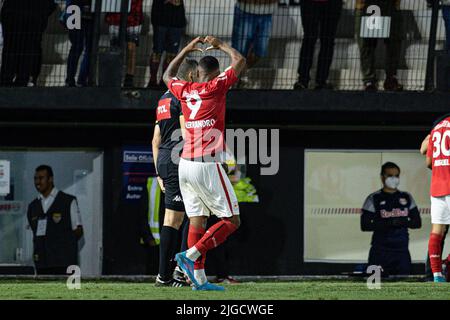 Braganca Paulista, Brasilien. 09.. Juli 2022. SP - Braganca Paulista - 07/09/2022 - BRASILIANISCHER A 2022, BRAGANTINO X AVAI - Bragantino-Spieler Alerrandro feiert sein Tor bei einem Spiel gegen avai im Nabi Abi Chedid-Stadion für die brasilianische A 2022-Meisterschaft. Foto: Diogo Reis/AGIF/Sipa USA Quelle: SIPA USA/Alamy Live News Stockfoto