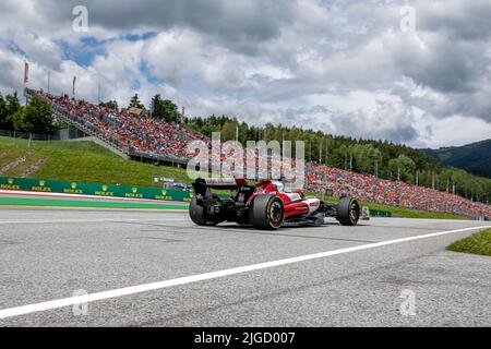 Spielberg, Österreich, 09.. Juli 2022, Valtteri Bottas aus Finnland tritt für Alfa Romeo Racing an. Sprint Race, Runde 11 der Formel-1-Meisterschaft 2022. Kredit: Michael Potts/Alamy Live Nachrichten Stockfoto