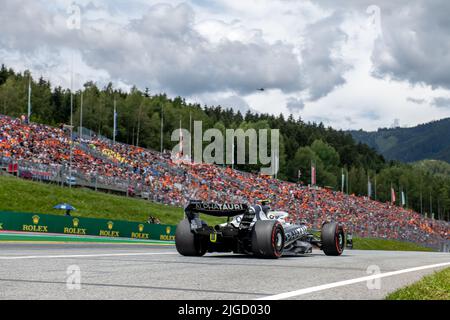 Spielberg, Österreich, 09.. Juli 2022, Yuki Tsunoda aus Japan tritt für die Scuderia AlphaTauri an. Sprint Race, Runde 11 der Formel-1-Meisterschaft 2022. Kredit: Michael Potts/Alamy Live Nachrichten Stockfoto