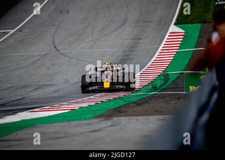 Spielberg, Österreich, 09.. Juli 2022, Sergio Perez aus Mexiko tritt für Red Bull Racing an. Sprint Race, Runde 11 der Formel-1-Meisterschaft 2022. Kredit: Michael Potts/Alamy Live Nachrichten Stockfoto