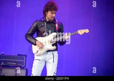 Glasgow, Großbritannien. 09.. Juli 2022. Julian Casablancas, die Gitarristen Nick Valensi und Albert Hammond Jr., der Bassist Nikolai Fraiture und der Schlagzeuger Fabrizio Moretti headline day 2 of TRNSMT Festival. 2022-07-09 . Kredit: Gary Mather/Alamy Live Nachrichten Stockfoto