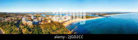 Der zweite Weg führt zum Nine Mile Beach mit einem weiten Rundblick über die Städte Forster Tuncurve in Australien. Stockfoto