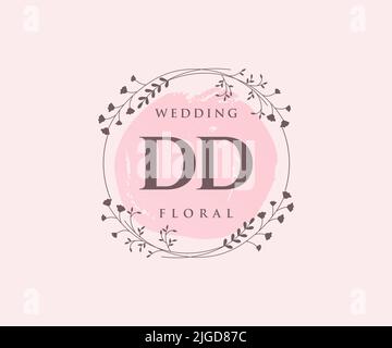 DD Initials Letter Hochzeit Monogramm Logos Vorlage, handgezeichnete moderne minimalistische und florale Vorlagen für Einladungskarten, Save the Date, elegant Stock Vektor