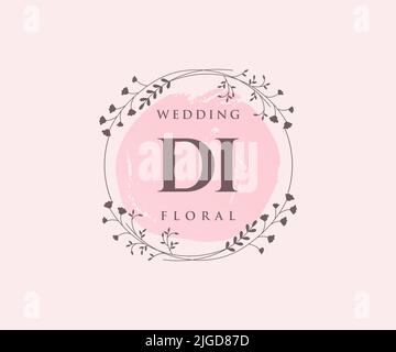 DI Initialen Brief Hochzeit Monogramm Logos Vorlage, handgezeichnete moderne minimalistische und florale Vorlagen für Einladungskarten, Save the Date, elegant Stock Vektor