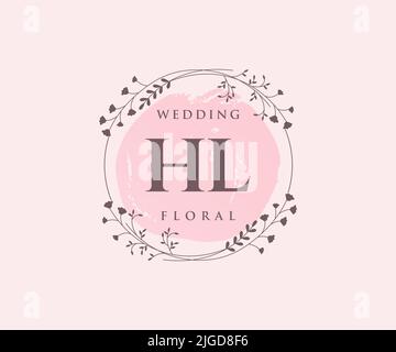 HL Initialen Brief Hochzeit Monogramm Logos Vorlage, handgezeichnete moderne minimalistische und florale Vorlagen für Einladungskarten, Save the Date, elegant Stock Vektor