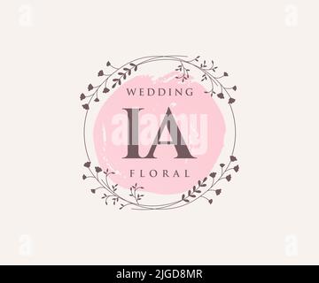 IA Initials Letter Hochzeit Monogramm Logos Vorlage, handgezeichnete moderne minimalistische und florale Vorlagen für Einladungskarten, Save the Date, elegant Stock Vektor