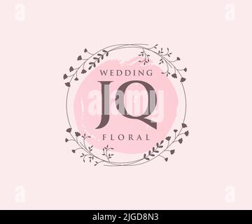 JQ Initialen Brief Hochzeit Monogramm Logos Vorlage, handgezeichnete moderne minimalistische und florale Vorlagen für Einladungskarten, Save the Date, elegant Stock Vektor