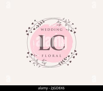 LC Initialen Brief Hochzeit Monogramm Logos Vorlage, handgezeichnete moderne minimalistische und florale Vorlagen für Einladungskarten, Save the Date, elegant Stock Vektor