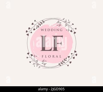 LF Initialen Brief Hochzeit Monogramm Logos Vorlage, handgezeichnete moderne minimalistische und florale Vorlagen für Einladungskarten, Save the Date, elegant Stock Vektor