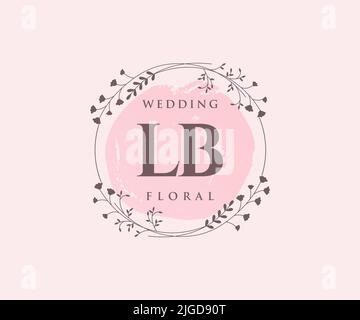 LB Initialen Brief Hochzeit Monogramm Logos Vorlage, handgezeichnete moderne minimalistische und florale Vorlagen für Einladungskarten, Save the Date, elegant Stock Vektor