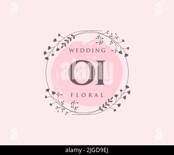 OI Initialen Brief Hochzeit Monogramm Logos Vorlage, handgezeichnete moderne minimalistische und florale Vorlagen für Einladungskarten, Save the Date, elegant Stock Vektor