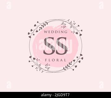 SS Initialen Brief Hochzeit Monogramm Logos Vorlage, handgezeichnete moderne minimalistische und florale Vorlagen für Einladungskarten, Save the Date, elegant Stock Vektor