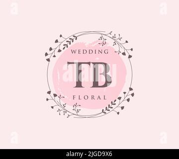 TB Initialen Brief Hochzeit Monogramm Logos Vorlage, handgezeichnete moderne minimalistische und florale Vorlagen für Einladungskarten, Save the Date, elegant Stock Vektor