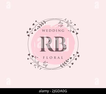 RB Initialen Brief Hochzeit Monogramm Logos Vorlage, handgezeichnete moderne minimalistische und florale Vorlagen für Einladungskarten, Save the Date, elegant Stock Vektor