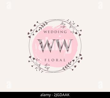 WW Initials Letter Hochzeit Monogramm Logos Vorlage, handgezeichnete moderne minimalistische und florale Vorlagen für Einladungskarten, Save the Date, elegant Stock Vektor