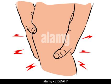 Sehne Kniegelenk Probleme Schmerzen, Schwellungen nach Aus übung Vector Illustration Stock Vektor