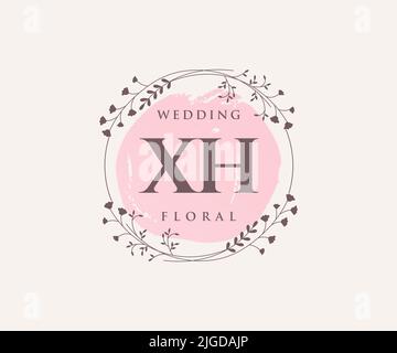XH Initialen Brief Hochzeit Monogramm Logos Vorlage, handgezeichnete moderne minimalistische und florale Vorlagen für Einladungskarten, Save the Date, elegant Stock Vektor