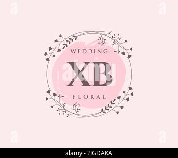 XB Initialen Brief Hochzeit Monogramm Logos Vorlage, handgezeichnete moderne minimalistische und florale Vorlagen für Einladungskarten, Save the Date, elegant Stock Vektor