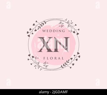 XN Initialen Brief Hochzeit Monogramm Logos Vorlage, handgezeichnete moderne minimalistische und florale Vorlagen für Einladungskarten, Save the Date, elegant Stock Vektor