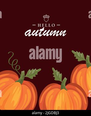 hello Autumn Lettering Poster Stock Vektor