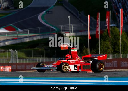 Mathias Lauda in einem Ferrari 312B3 von Niki Lauda, 1974 Aktion während der Formel 1 Rolex Grosser Preis von Osterreich 2022, 2022 großer Preis von Österreich, 11. Lauf der FIA Formel 1 Weltmeisterschaft 2022 vom 8. Bis 10. Juli 2022 auf dem Red Bull Ring, in Spielberg, Österreich - Foto DPPI Stockfoto