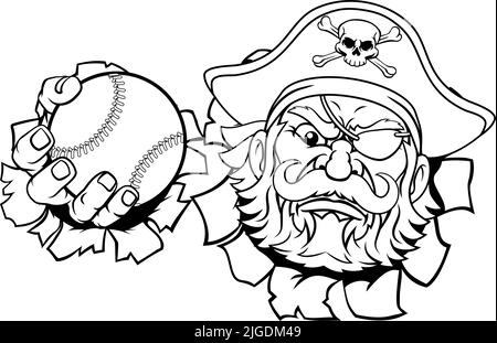 Pirate Baseball Ball Sport Maskottchen Cartoon Stock Vektor