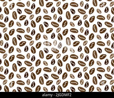 Hintergrund der Vektordarstellung für nahtlose Muster von Kaffeebohnen. Stock Vektor