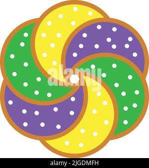 Königskuchen mardi Gras Karneval bunte Vektor-Ikone. Typischer mardi Gras Kuchen. Stock Vektor