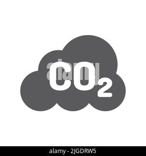 Schwarzes Vektorsymbol für Kohlendioxid. CO2 Symbol mit Wolken, Verschmutzung und Emissionen gefüllt. Stock Vektor