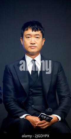 Jo Woo-Jin, 23. Juni 2022 : der südkoreanische Schauspieler Jo Woo-Jin nimmt an einer Produktionspressekonferenz für den Film 'Alienoid' in Seoul, Südkorea, Teil. Kredit: Lee Jae-won/AFLO/Alamy Live Nachrichten Stockfoto