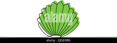 Satz von Schale eine Linie farbige kontinuierliche Zeichnung. Shell kontinuierliche eine Zeile bunte Set Illustration. Vektor minimalistische lineare Illustration. Stock Vektor