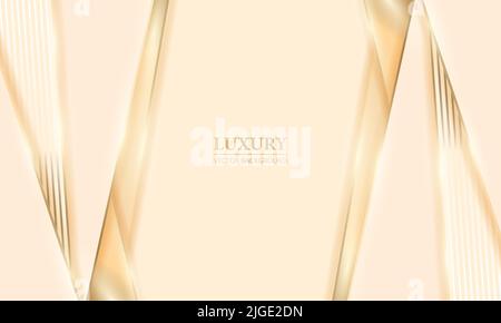 Cremefarbener abstrakter Luxus-Hintergrund mit eleganten Goldlinien und cremefarbenen Designelementen. Vektorgrafik Stock Vektor