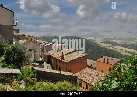 Panoramablick auf Pietragalla, ein Dorf in der Region Basilicata, Italien. Stockfoto